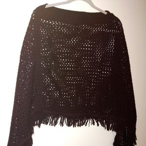 Brown knitted shawl